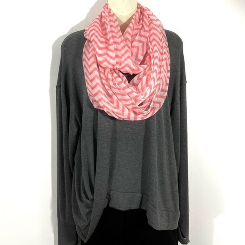 Pink & White Chevron Print  Infinity Scarf